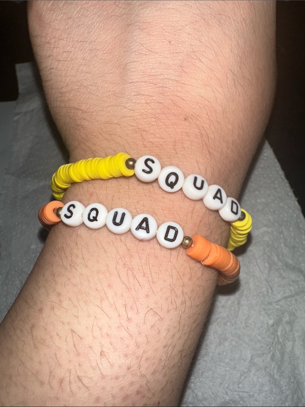 Matching “Squad” Beaded Stretch Bracelet Set